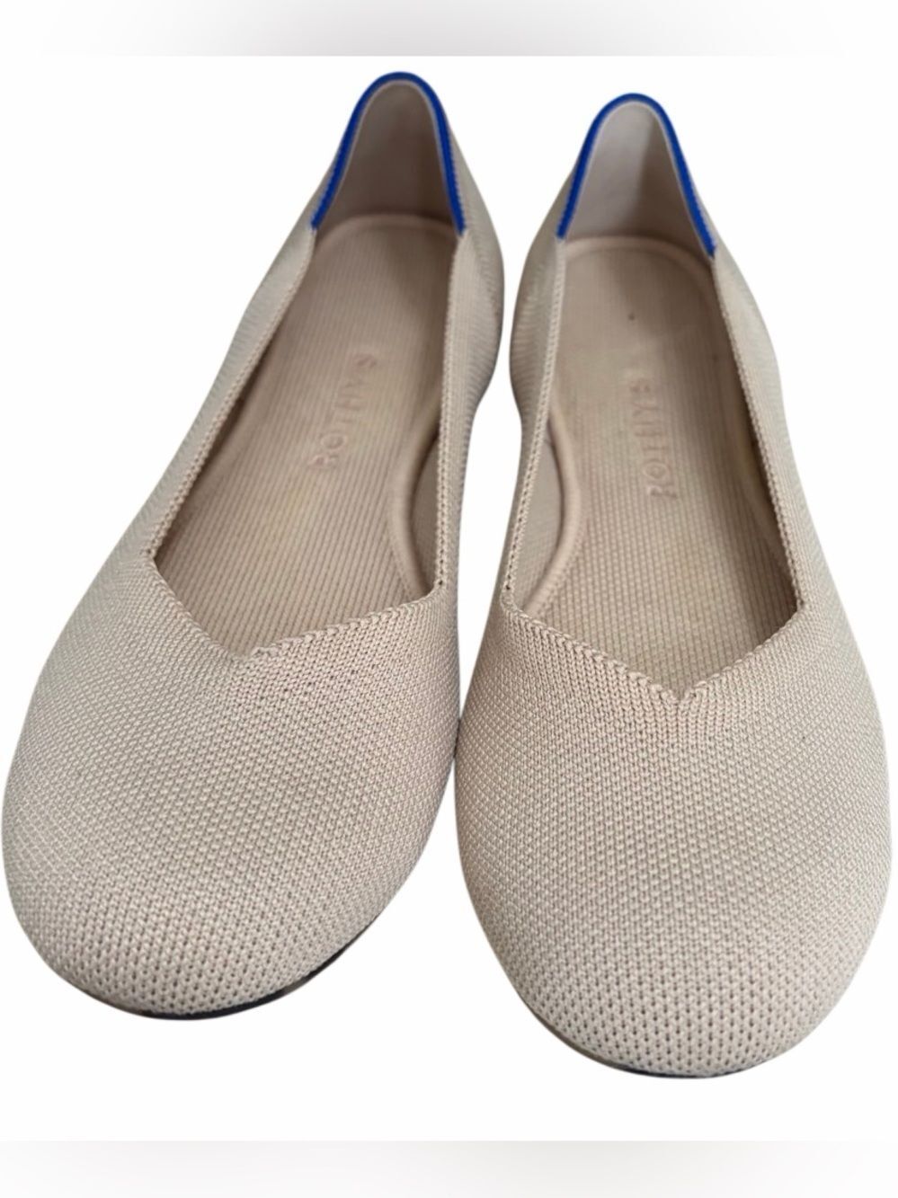 Rothy's The Flat Round Toe Slip-On Ballet Flats Flax Birdseye size 8.